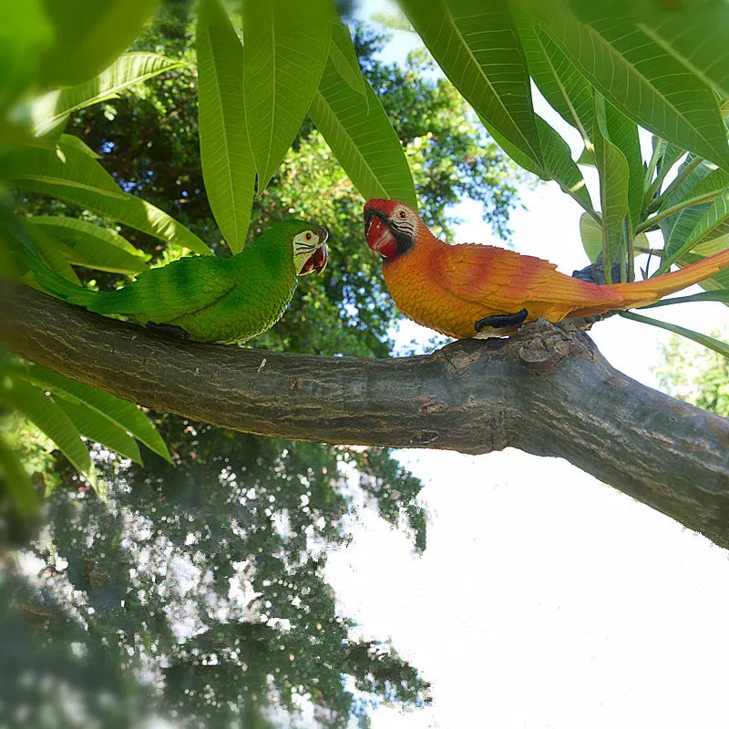 Resin Parrot Statue Wall Mounted DIY Outdoor Garden Ornament