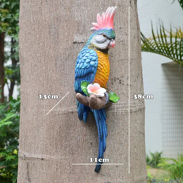 Resin Parrot Statue Wall Mounted DIY Outdoor Garden Ornament