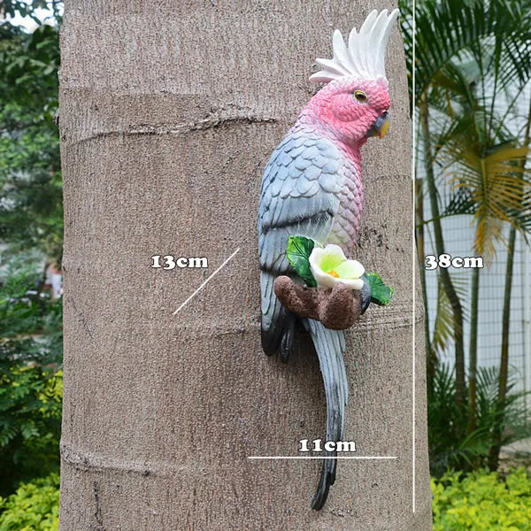 Resin Parrot Statue Wall Mounted DIY Outdoor Garden Ornament