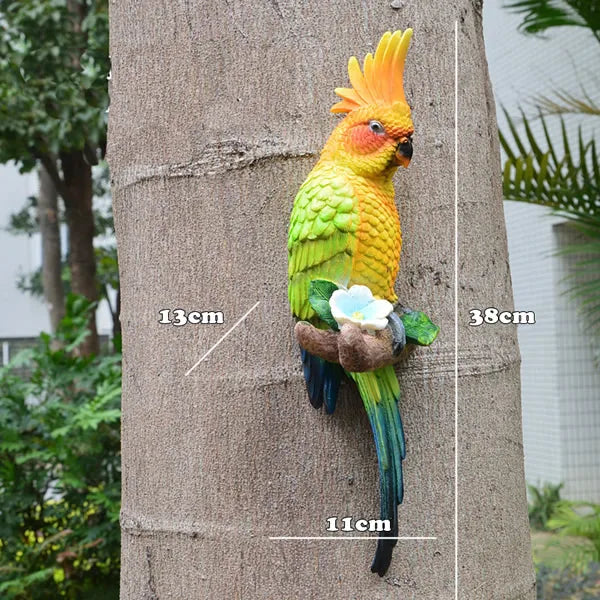 Resin Parrot Statue Wall Mounted DIY Outdoor Garden Ornament