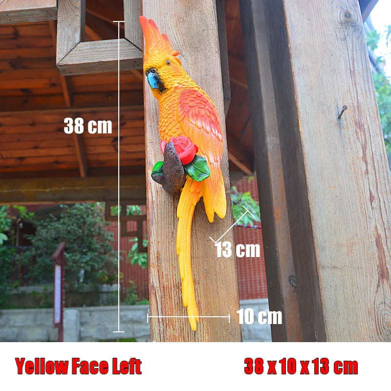 Resin Parrot Statue Wall Mounted DIY Outdoor Garden Ornament