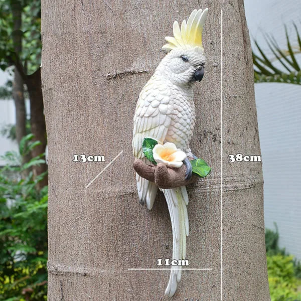 Resin Parrot Statue Wall Mounted DIY Outdoor Garden Ornament