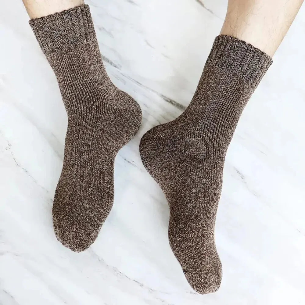 5/10 Pairs Men Retro Solid Color Casual Wool Socks