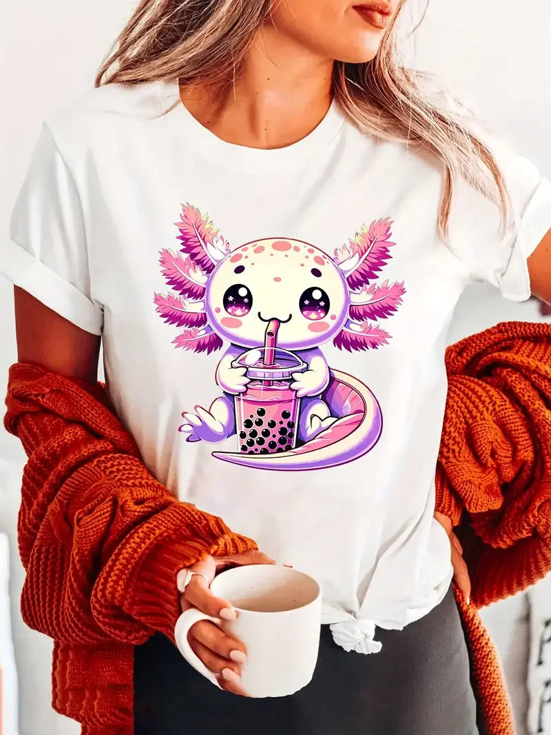 Axolotl Print Crew Neck T-shirt