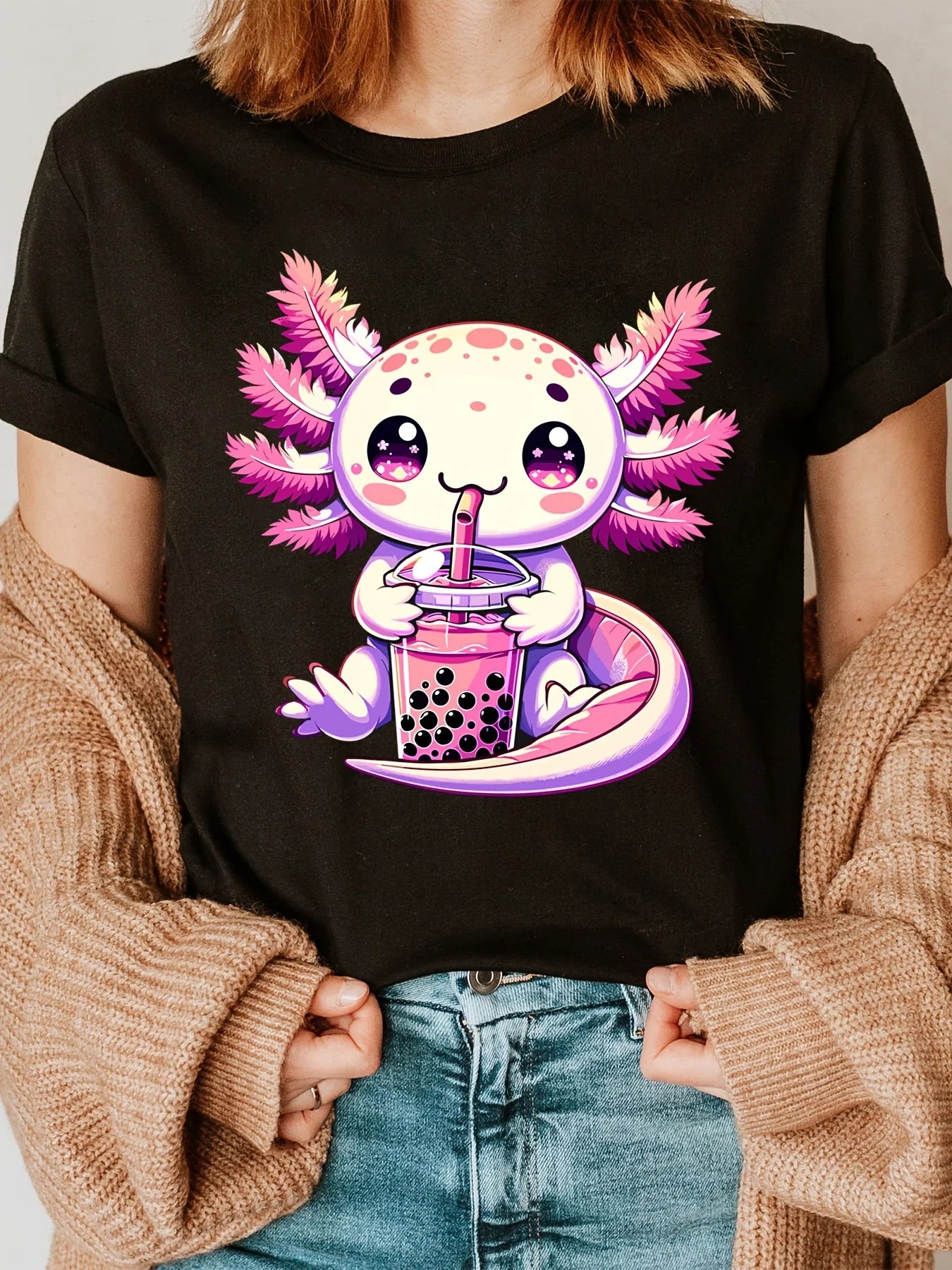 Axolotl Print Crew Neck T-shirt