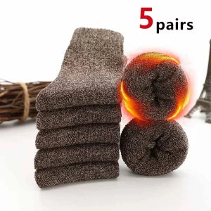 5/10 Pairs Men Retro Solid Color Casual Wool Socks