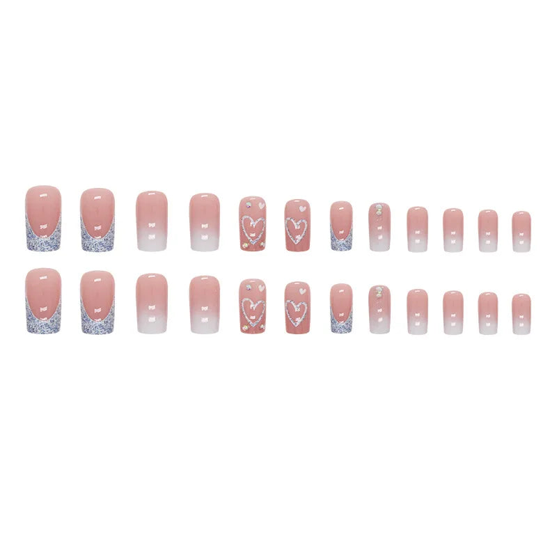 24 PCs Short French Gradient Love Nails with 1 Jelly Gel and 1 Nail File 24 PCs Short French Gradient Love Nails with 1 Jelly Ge