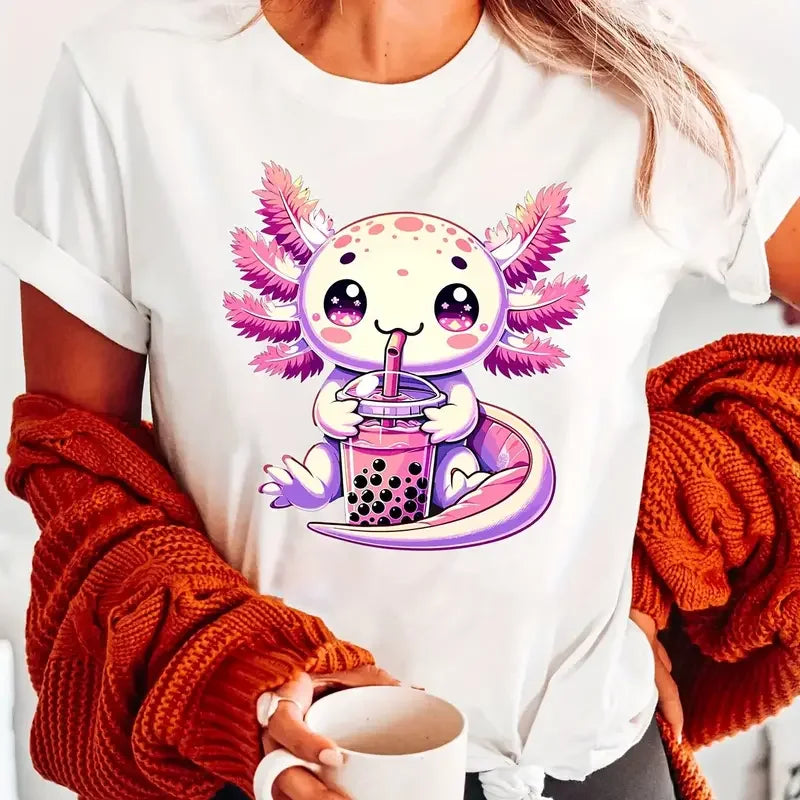 Axolotl Print Crew Neck T-shirt