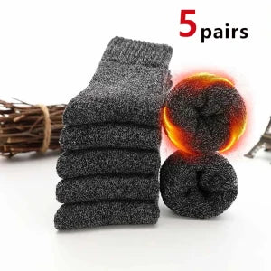 5/10 Pairs Men Retro Solid Color Casual Wool Socks