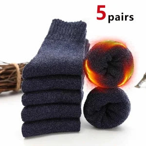 5/10 Pairs Men Retro Solid Color Casual Wool Socks